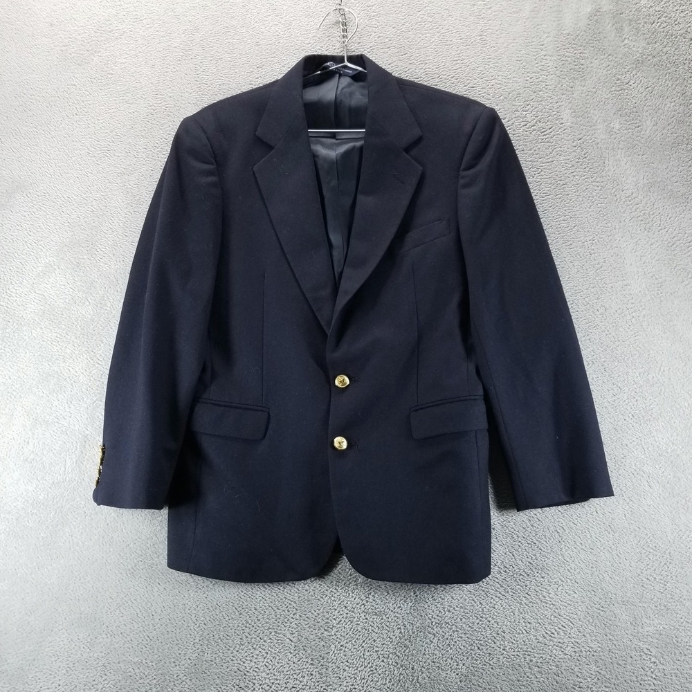 Polo Ralph Lauren Blazer Womens 18 Navy Wool Gold Button Sport Coat Made‎ In USA